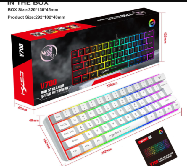 61-Key RGB Compact Gaming Keyboard