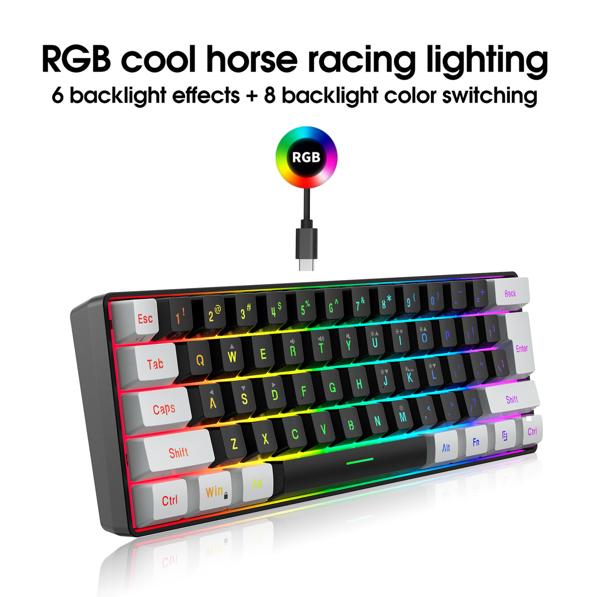 61-Key RGB Compact Gaming Keyboard