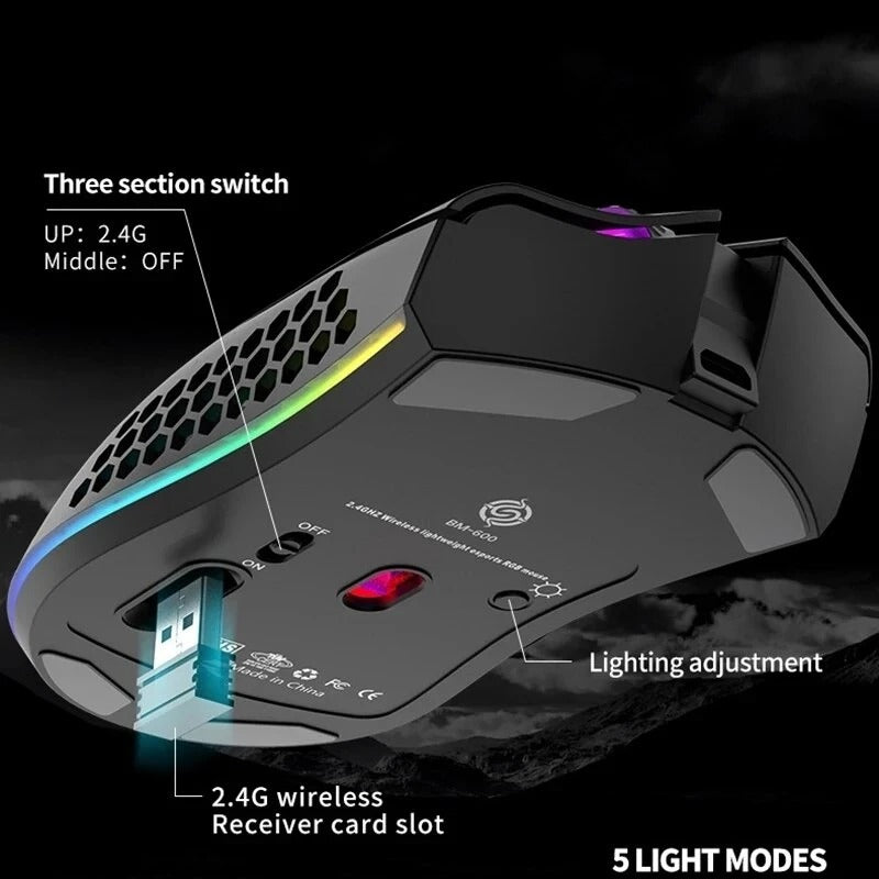 BM600 Rechargeable RGB Wireless Gaming Mouse