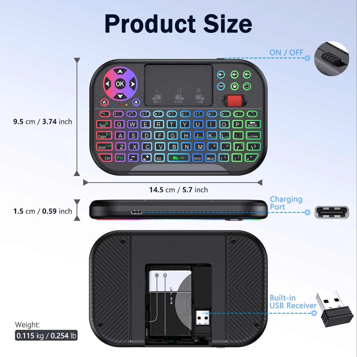 Mini Wireless Keyboard with Touchpad
