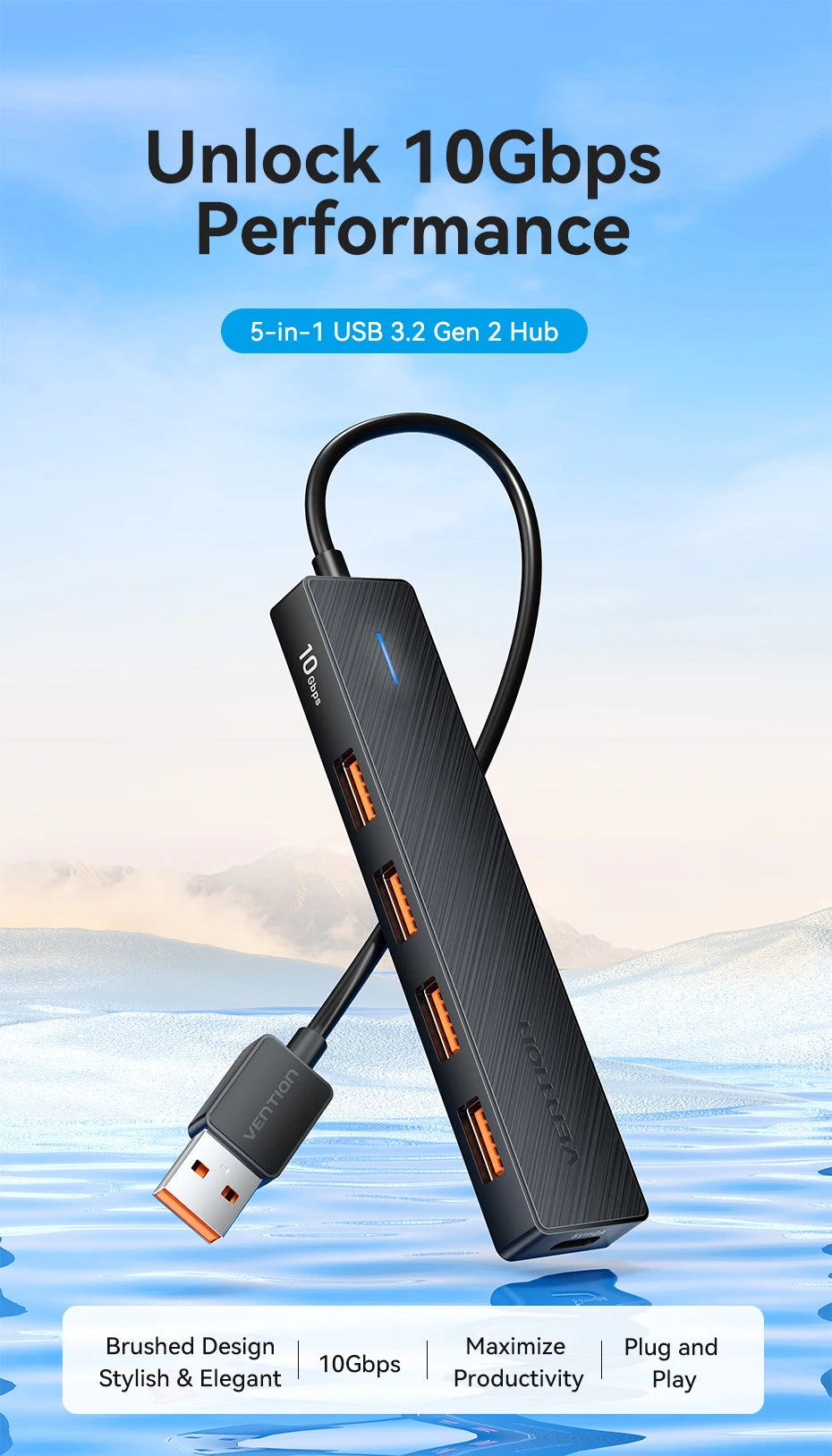 5-Port 10Gbps USB 3.2 Hub