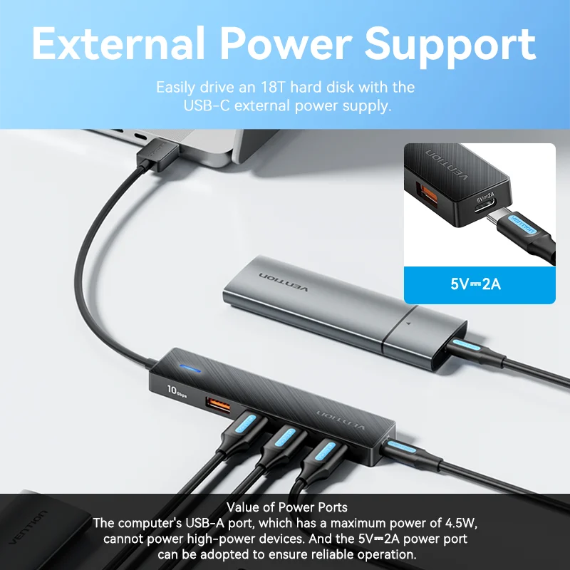 5-Port 10Gbps USB 3.2 Hub