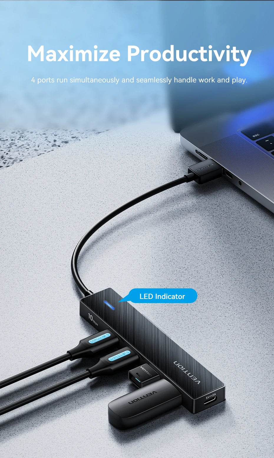 5-Port 10Gbps USB 3.2 Hub