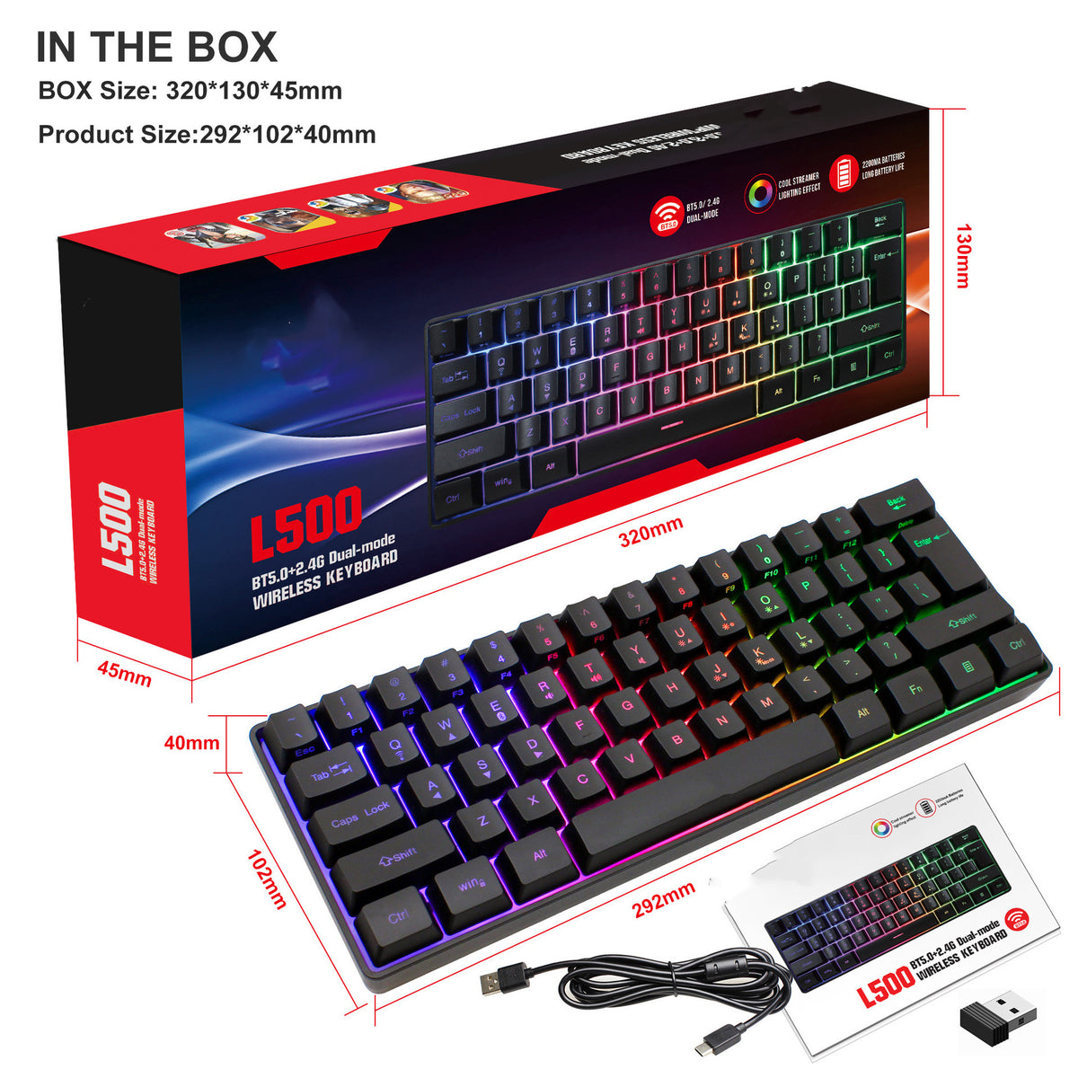 61-Key RGB Compact Gaming Keyboard